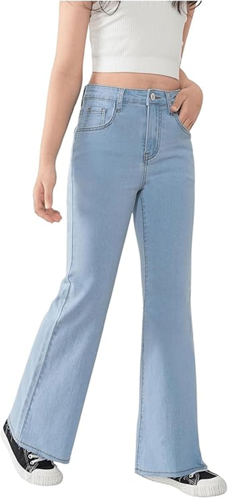 ADBUCKS Breathable and Stretchable Denim Bootcut Bell Bottom Jeans for Girls | Age Group - 8-14 Years (in, Age, 7 Years, 8 Years, Light Blue) - Image 2