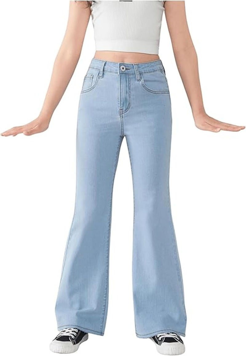 ADBUCKS Breathable and Stretchable Denim Bootcut Bell Bottom Jeans for Girls | Age Group - 8-14 Years (in, Age, 7 Years, 8 Years, Light Blue) - Image 4
