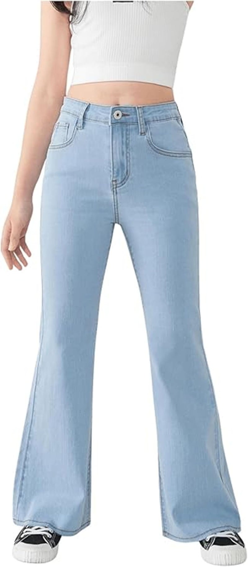 ADBUCKS Breathable and Stretchable Denim Bootcut Bell Bottom Jeans for Girls | Age Group - 8-14 Years (in, Age, 7 Years, 8 Years, Light Blue) - Image 1