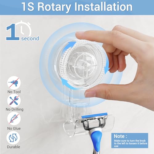 LUXEAR Shower Suction Cup Hooks, 4 Pack Razor Holder for Inside Shower Removable Reusable Wall Hangers for Bathroom Waterproof Powerful Vacuum Suction Cup Hooks for Loofah Towel Robe Bathrobe Kitchen - Image 2