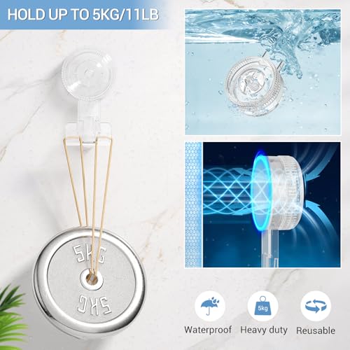 LUXEAR Shower Suction Cup Hooks, 4 Pack Razor Holder for Inside Shower Removable Reusable Wall Hangers for Bathroom Waterproof Powerful Vacuum Suction Cup Hooks for Loofah Towel Robe Bathrobe Kitchen - Image 3