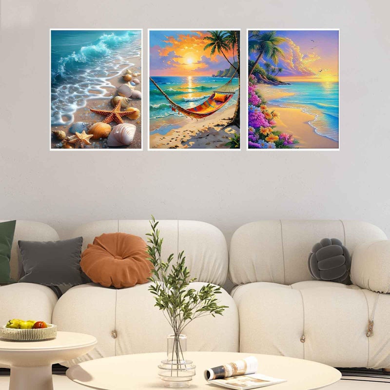 Ycydilirab 6 Pack Diamond Art Kits for Adults,Sea Turtle 5D Diamond Painting Kits for Adults,Seaside Scenery DIY Gem Painting Perfect for Gifts and Home Wall Decor 10x12inch - Image 2