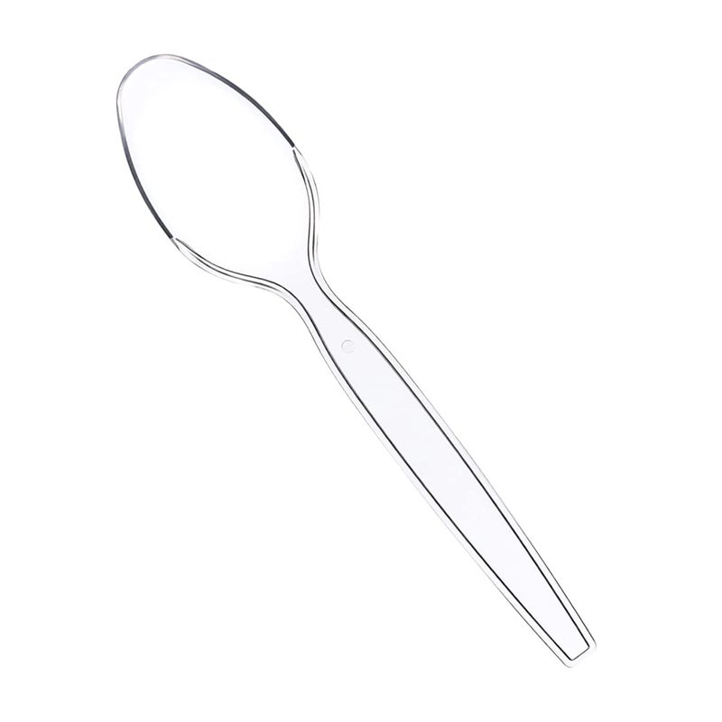 Comfy Package [100 Pack] Heavy Duty Disposable Clear Plastic Spoons - Plastic Silverware, Basic Cutlery for Parties, Events, and Everyday Use - Image 2