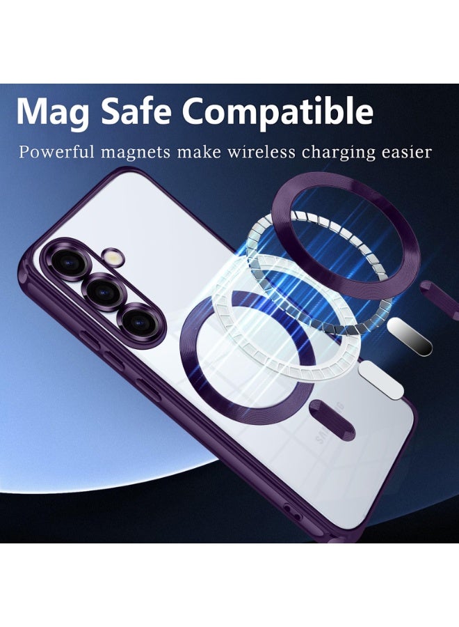 جراب مطلي بالكهرباء لهاتف Samsung Galaxy A26 مع حماية كاملة لعدسة الكاميرا متوافق مع الشحن اللاسلكي MagSafe، غطاء مغناطيسي ناعم مقاوم للصدمات من مادة TPU لهاتف Samsung Galaxy A26 (أرجواني) - Image 3