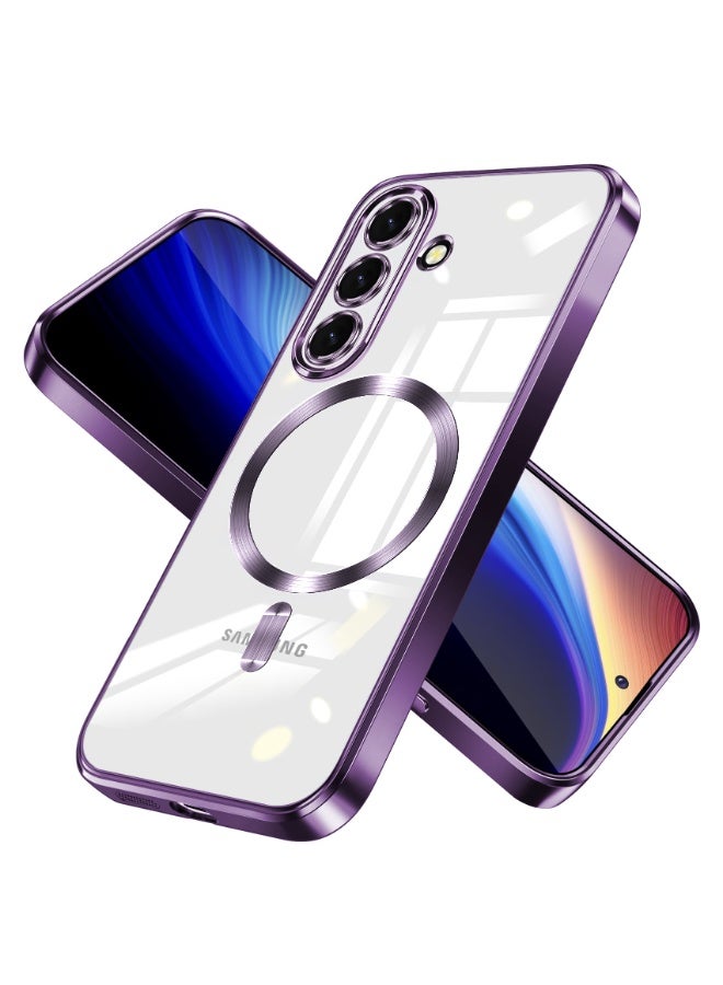 جراب مطلي بالكهرباء لهاتف Samsung Galaxy A26 مع حماية كاملة لعدسة الكاميرا متوافق مع الشحن اللاسلكي MagSafe، غطاء مغناطيسي ناعم مقاوم للصدمات من مادة TPU لهاتف Samsung Galaxy A26 (أرجواني) - Image 1