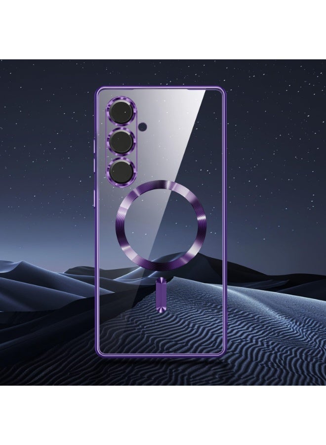 جراب مطلي بالكهرباء لهاتف Samsung Galaxy A26 مع حماية كاملة لعدسة الكاميرا متوافق مع الشحن اللاسلكي MagSafe، غطاء مغناطيسي ناعم مقاوم للصدمات من مادة TPU لهاتف Samsung Galaxy A26 (أرجواني) - Image 5