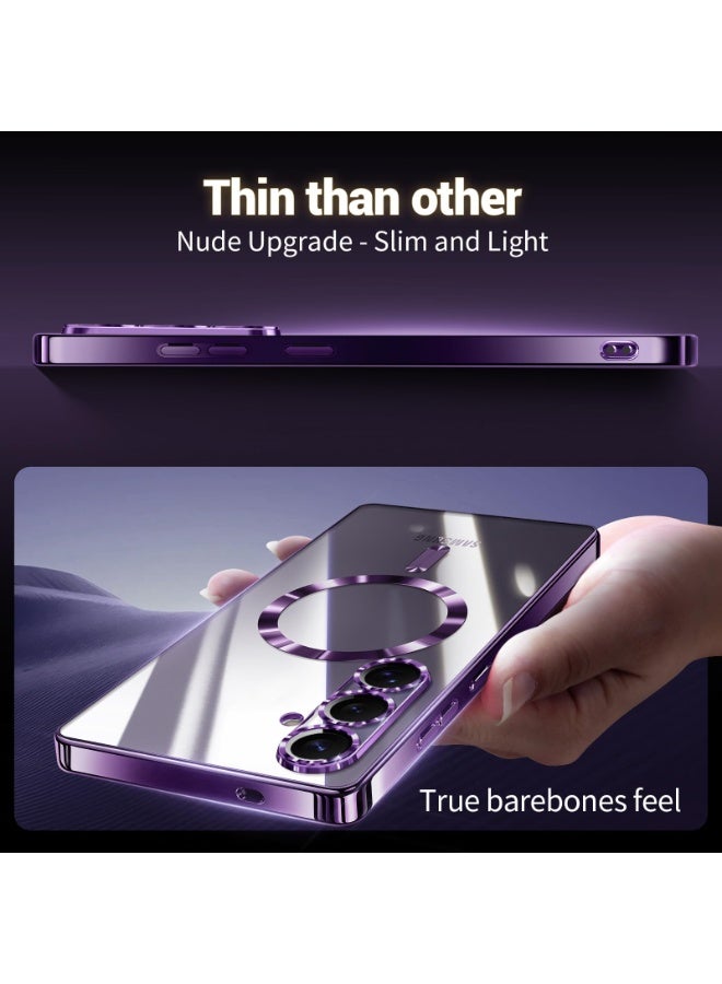 جراب مطلي بالكهرباء لهاتف Samsung Galaxy A26 مع حماية كاملة لعدسة الكاميرا متوافق مع الشحن اللاسلكي MagSafe، غطاء مغناطيسي ناعم مقاوم للصدمات من مادة TPU لهاتف Samsung Galaxy A26 (أرجواني) - Image 4