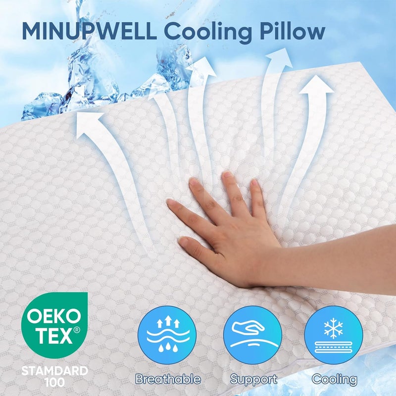 MINUPWELL Cooling Ultra Flat Pillow for Sleeping - 2.5 inch Height Slim Bed Pillow for Stomach Sleeper, Standard Size - 18x26 in - Image 3