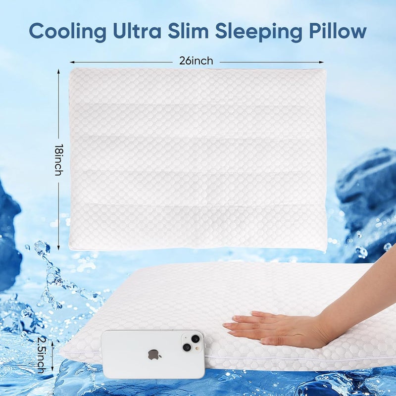 MINUPWELL Cooling Ultra Flat Pillow for Sleeping - 2.5 inch Height Slim Bed Pillow for Stomach Sleeper, Standard Size - 18x26 in - Image 5