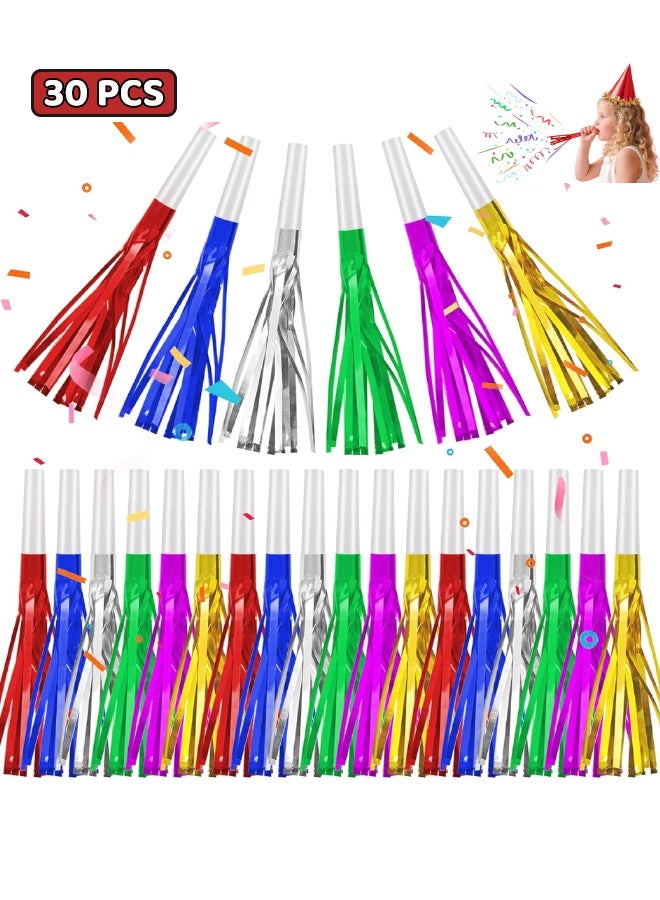 30 PCS Fringe Party Blowers, Party Colorful Blowers for Kids, Party Noise Makers Horns, Colorful Noisemakers Blow Horns Party Whistles for Graduations, Weddings, Birthdays, Family Gatherings, New Years Events (Colorful) - Image 1