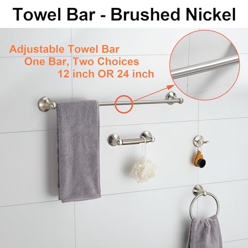 BGL Bathroom Accessory Set, Brushed Nickel Adjustable Expandable Towel Bar 4-Piece Bathroom Hardware Set Wall Mounted - Image 2