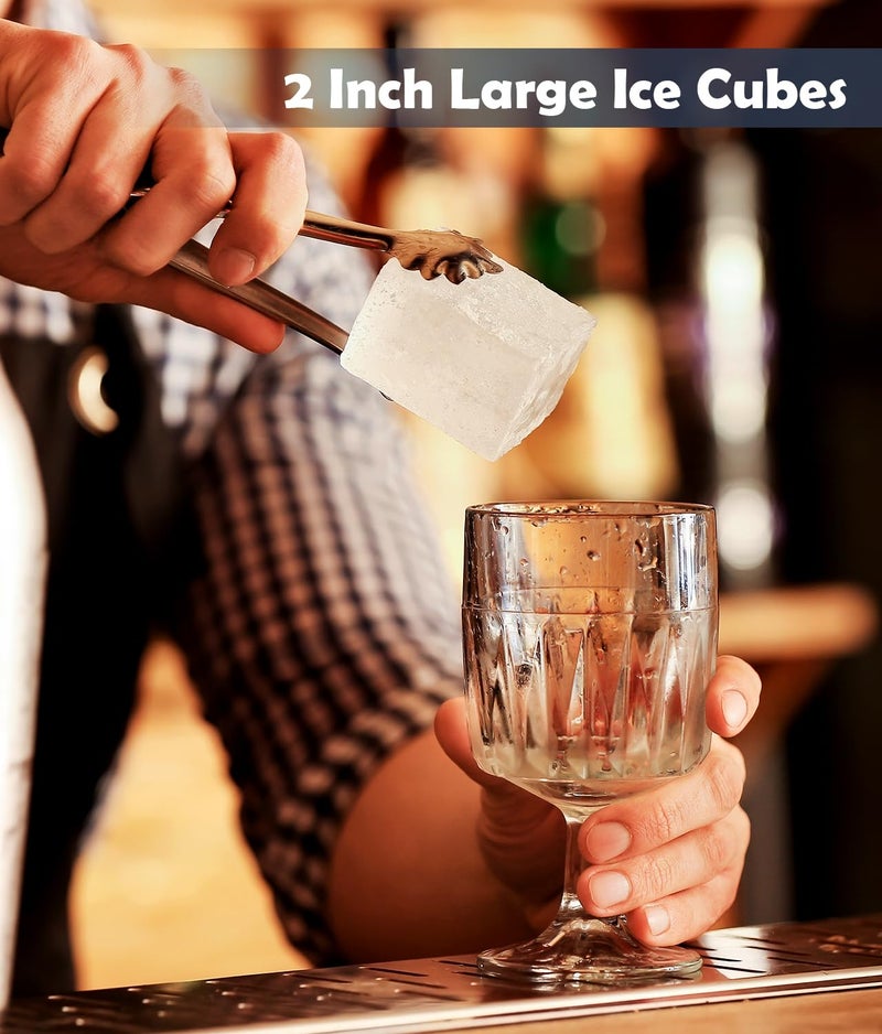AMFOCUS 2Pack Silicone Square and Round Ice Cube Trays for Freezer - Sphere, Rose, Diamond Ice Molds for Whiskey, Cocktails & DIY, Black - Image 2
