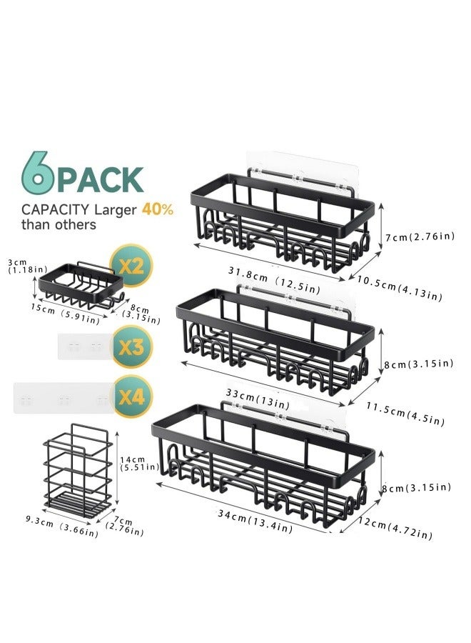 FPC 6 Pack Shower Caddy – Rustproof Stainless Steel Bathroom Shelves, Adhesive No Drill Shower Organizer, Large Capacity Bath & Kitchen Storage, Durable Home Decor Accessories - Image 3