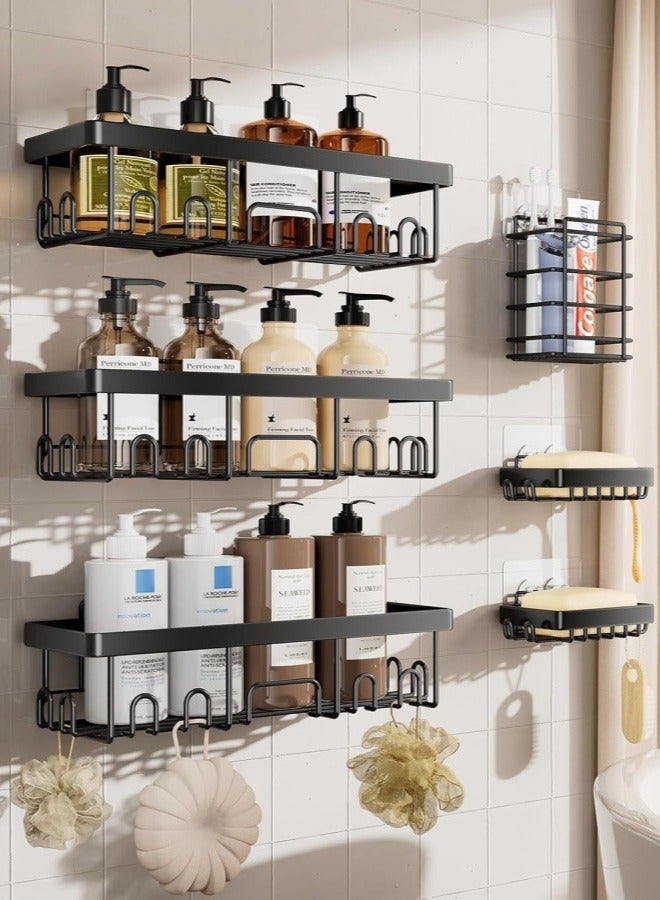 FPC 6 Pack Shower Caddy – Rustproof Stainless Steel Bathroom Shelves, Adhesive No Drill Shower Organizer, Large Capacity Bath & Kitchen Storage, Durable Home Decor Accessories - Image 1