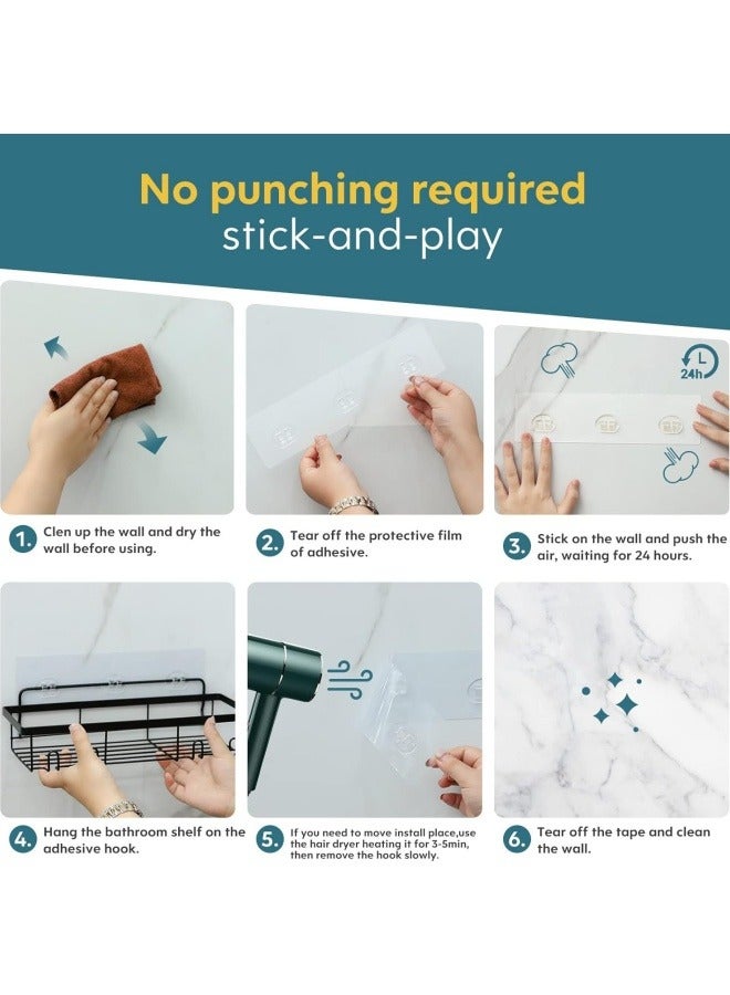 FPC 6 Pack Shower Caddy – Rustproof Stainless Steel Bathroom Shelves, Adhesive No Drill Shower Organizer, Large Capacity Bath & Kitchen Storage, Durable Home Decor Accessories - Image 5