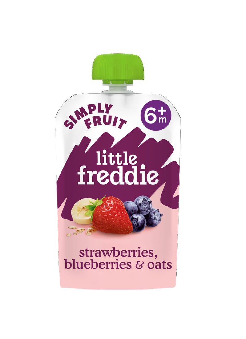 Little Freddie Organic Juicy Strawberries, Blueberries & Oats Puree  (6+ Months) 100g - Image 1