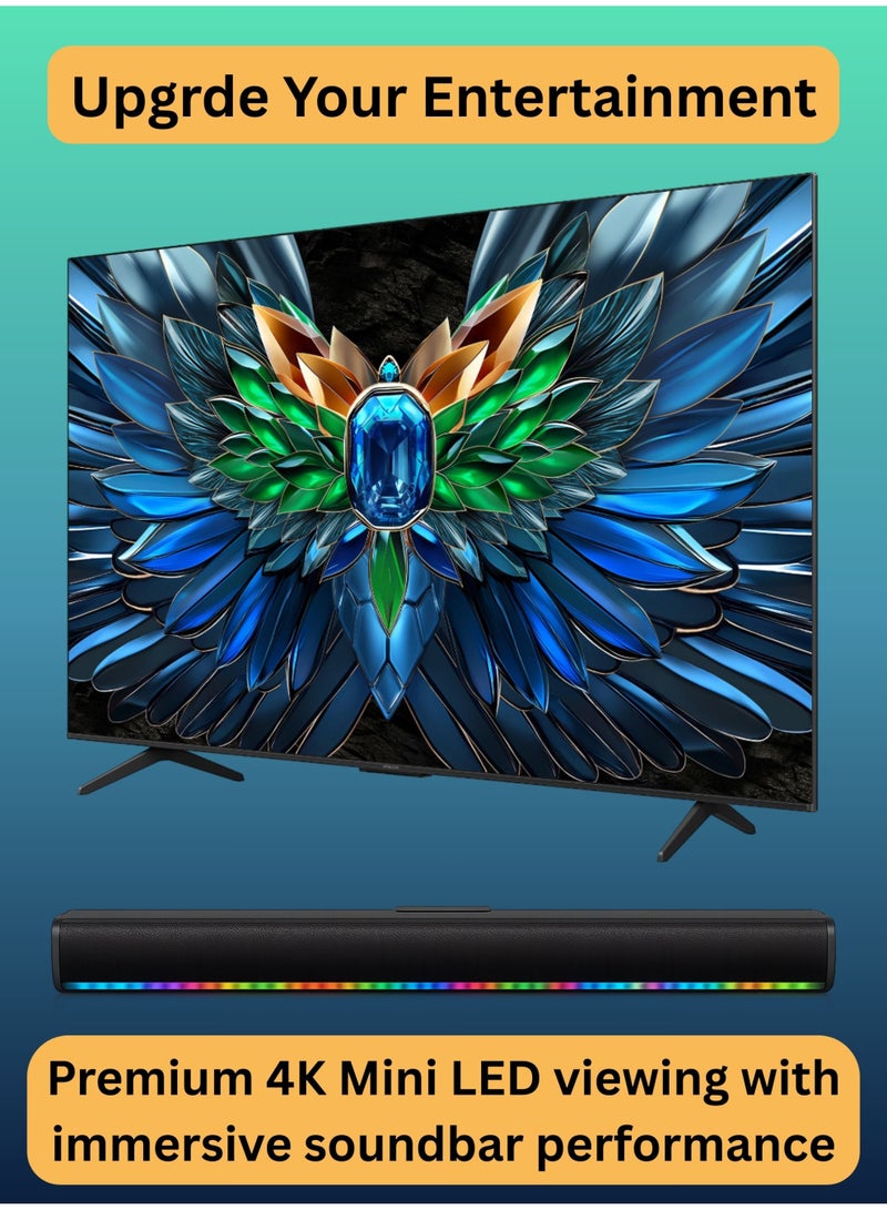 ROWA 65 Inch R85 4K Mini LED TV + 2.0 Channel Portable Soundbar With Built In Battery & LED Lights | Google TV With AiPQ Pro Processor, 144Hz Refresh Rate, Dolby Vision IQ, Dolby Atmos, 2.1Ch Onkyo Audio - 65R85+SOUNDBAR Black - Image 3