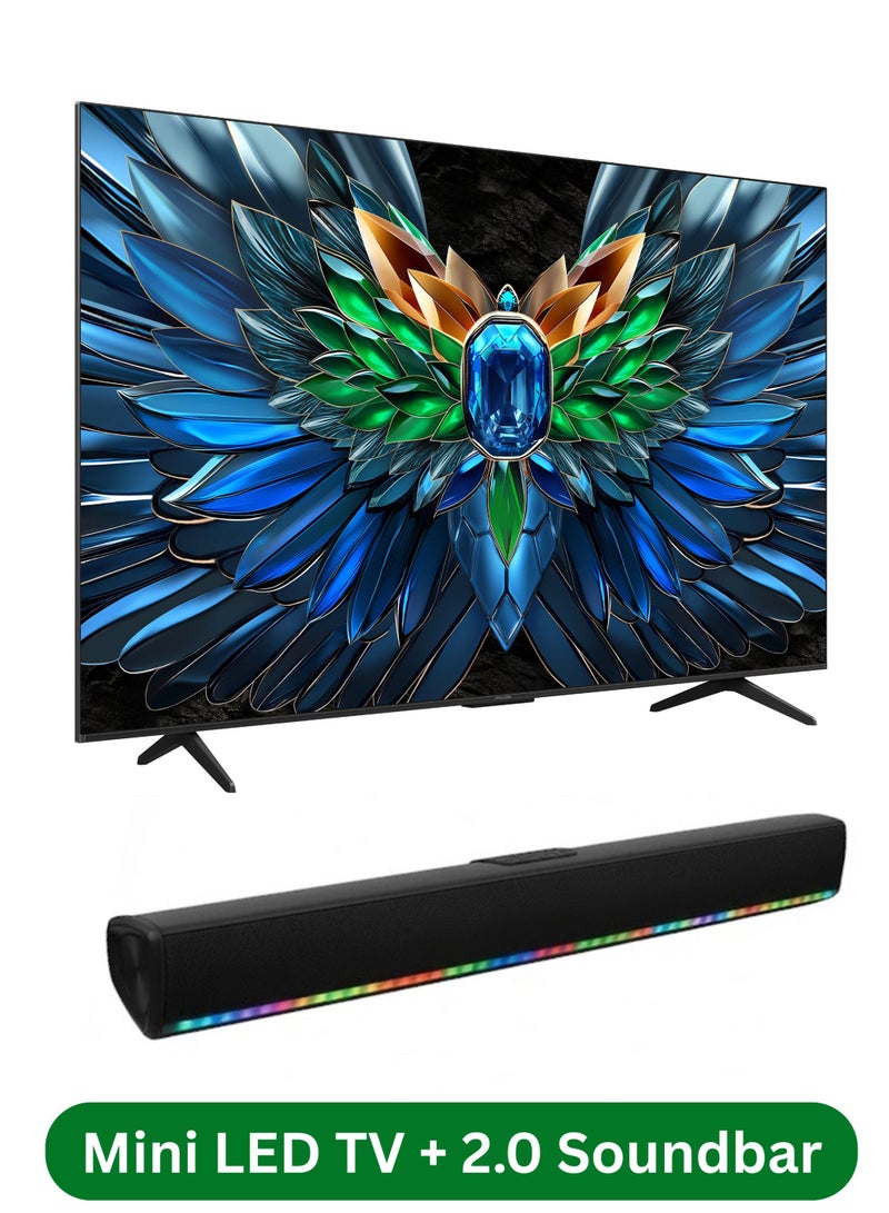 ROWA 65 Inch R85 4K Mini LED TV + 2.0 Channel Portable Soundbar With Built In Battery & LED Lights | Google TV With AiPQ Pro Processor, 144Hz Refresh Rate, Dolby Vision IQ, Dolby Atmos, 2.1Ch Onkyo Audio - 65R85+SOUNDBAR Black - Image 2