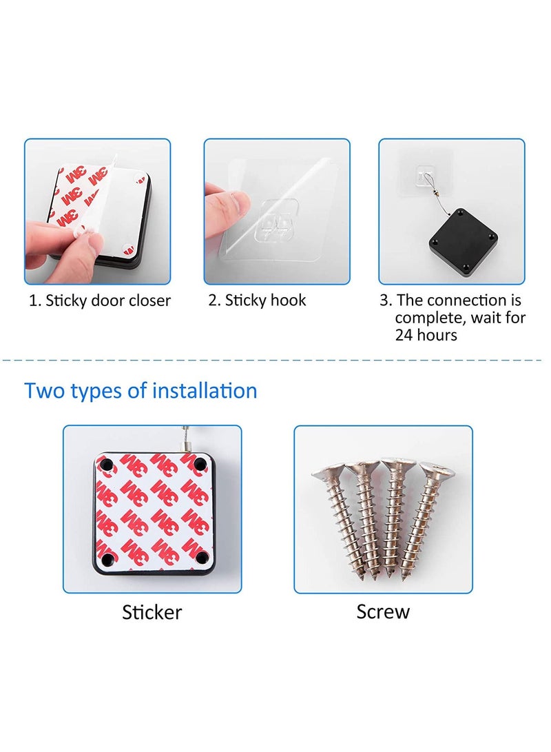 SYOSI Door Closer Automatic Sensor Door Closer Punch Free Spring Door Closer Residential Sliding Screen Door Closer Commercial Multifunctional Door Closer for Bedroom Storm Home 2 Pack White - Image 4