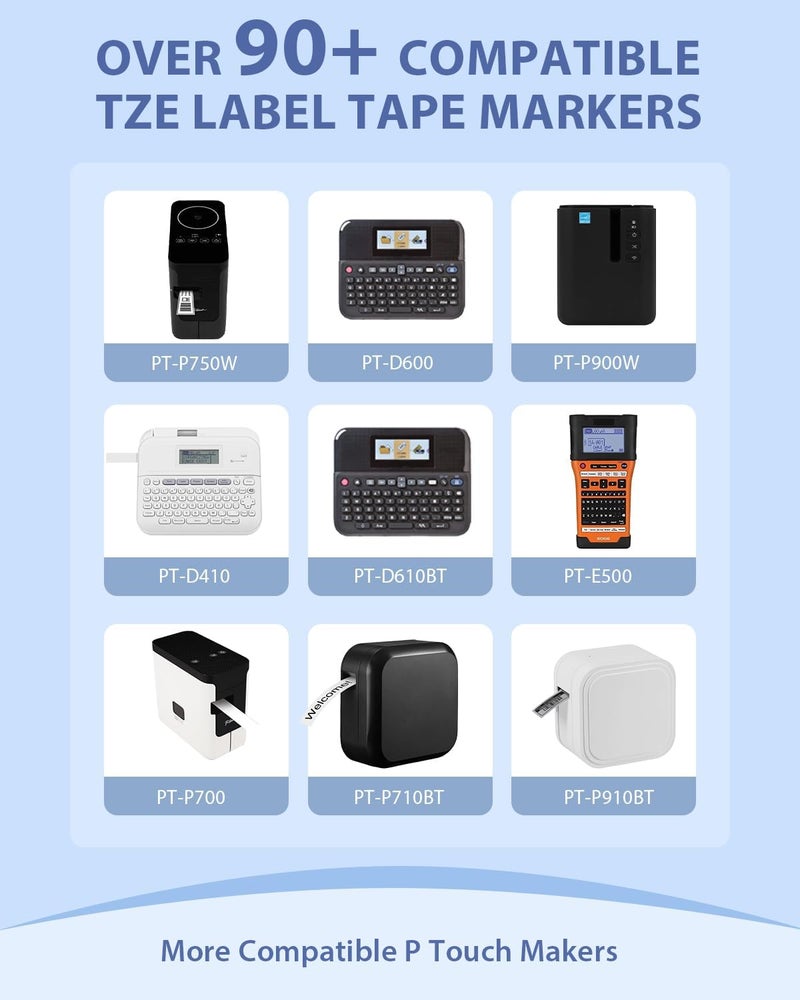 لابيلويل عبوة من 3 قطع TZe-251 متوافق مع Brother TZe 24mm 1 بوصة مغلف أبيض - Image 3
