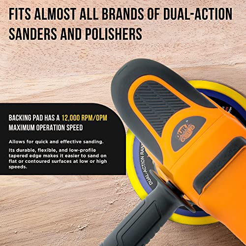 TCP Global 6" Hook & Loop DA Sander & Polisher Backing Plate Pad, 6 Hole Pattern Dustless - Dual-Action Random Orbital Sanding Pad - Low Profile Edge, Medium Density - for Auto Woodworking Sandpaper - Image 4