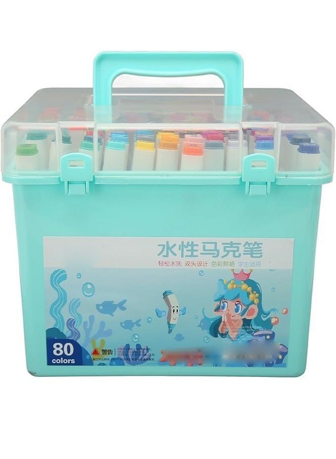 Double Head Acrylic Paint in Rich Colors Quick Drying Packed in Coloring Box for Books, Caricatures and Graffiti (80 Colors),blue