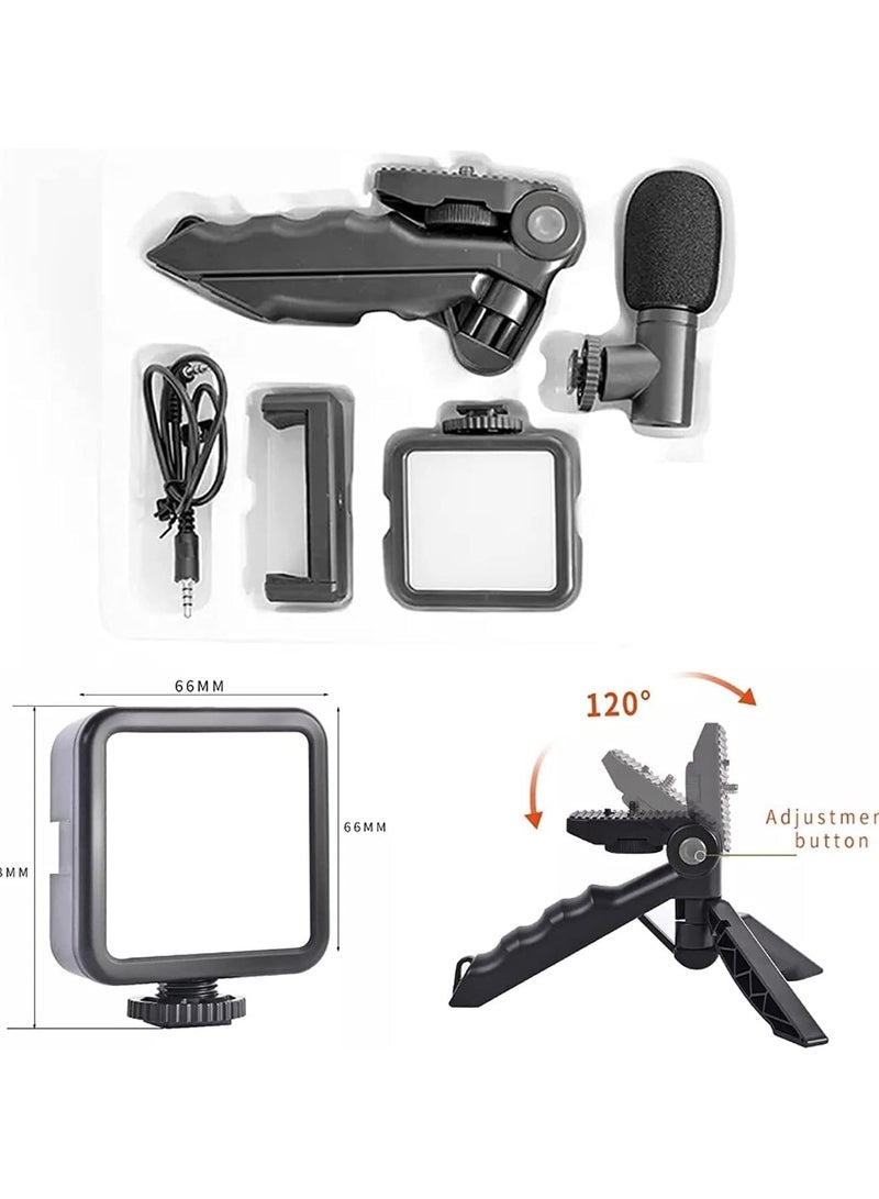 Bluetooth Remote, Mic, Mini Tripod Stand, LED Light & Phone Holder Clip for Making Videos/Recording YouTube Videos/Podcasting/Content Creation-Black - Image 3