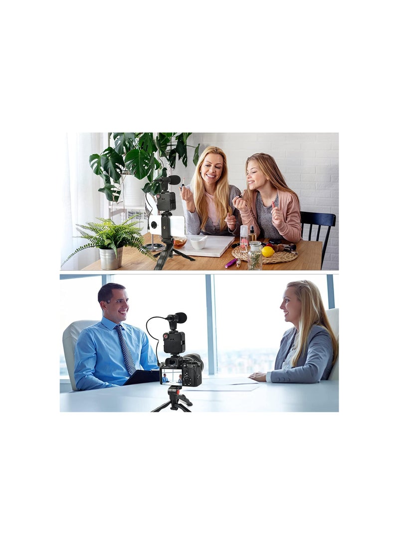 Bluetooth Remote, Mic, Mini Tripod Stand, LED Light & Phone Holder Clip for Making Videos/Recording YouTube Videos/Podcasting/Content Creation-Black - Image 5