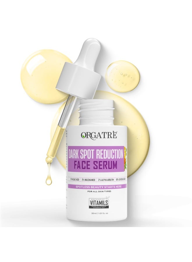 Orgatre Dark Spot Correcting Face Serum for Glowing Skin | With 2% Kojic Acid, Alpha Arbutin & Niacinamide | Reduces Dark Spots, Acne Marks Corrector, Pigmentation & Blemishes – 30ml - Image 1