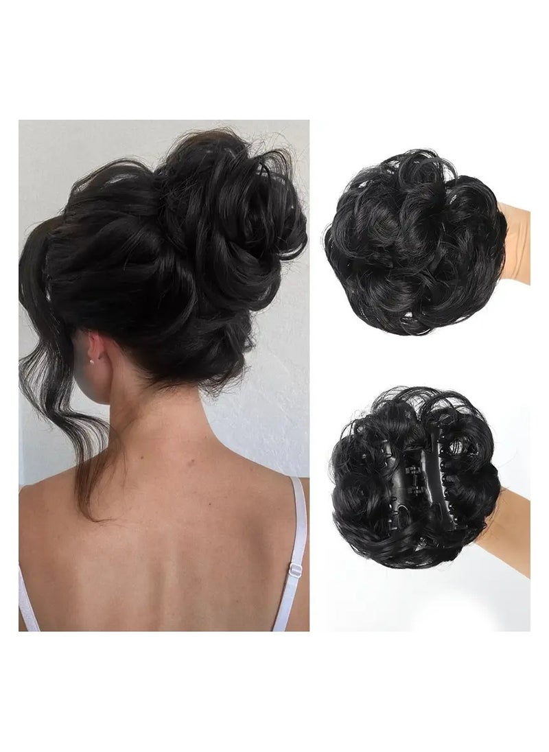 LANGMANNI Elegant Women's Claw Clip Messy Bun Hairpiece - Voluminous Wavy Curly Synthetic Chignon Ponytail Extension, Tousled Updo Scrunchie with Secure Claw Clip for All Ethnicities, Casual Hairstyle Enhancer|Voluminous Hairpiece|Synthetic Hairpiece, Hair Accessories  - Image 1