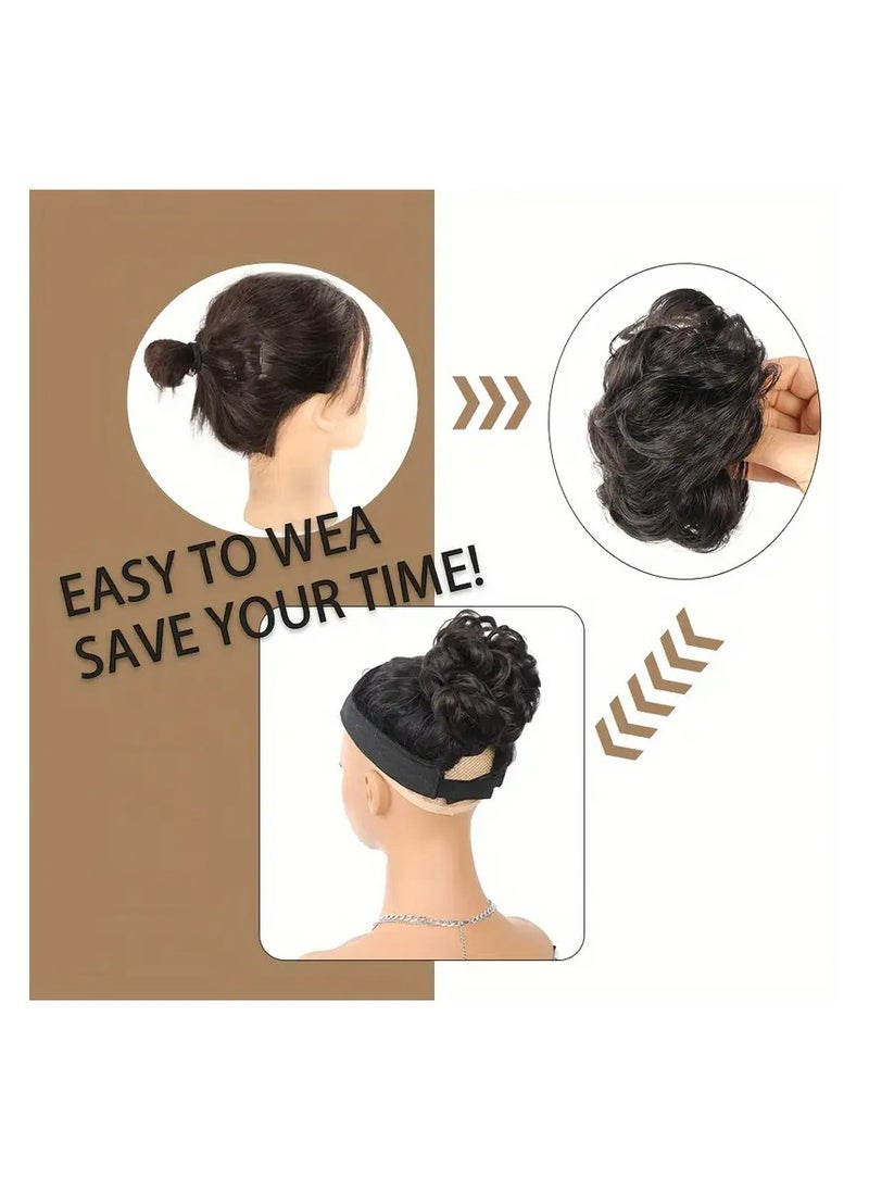 LANGMANNI Elegant Women's Claw Clip Messy Bun Hairpiece - Voluminous Wavy Curly Synthetic Chignon Ponytail Extension, Tousled Updo Scrunchie with Secure Claw Clip for All Ethnicities, Casual Hairstyle Enhancer|Voluminous Hairpiece|Synthetic Hairpiece, Hair Accessories  - Image 2