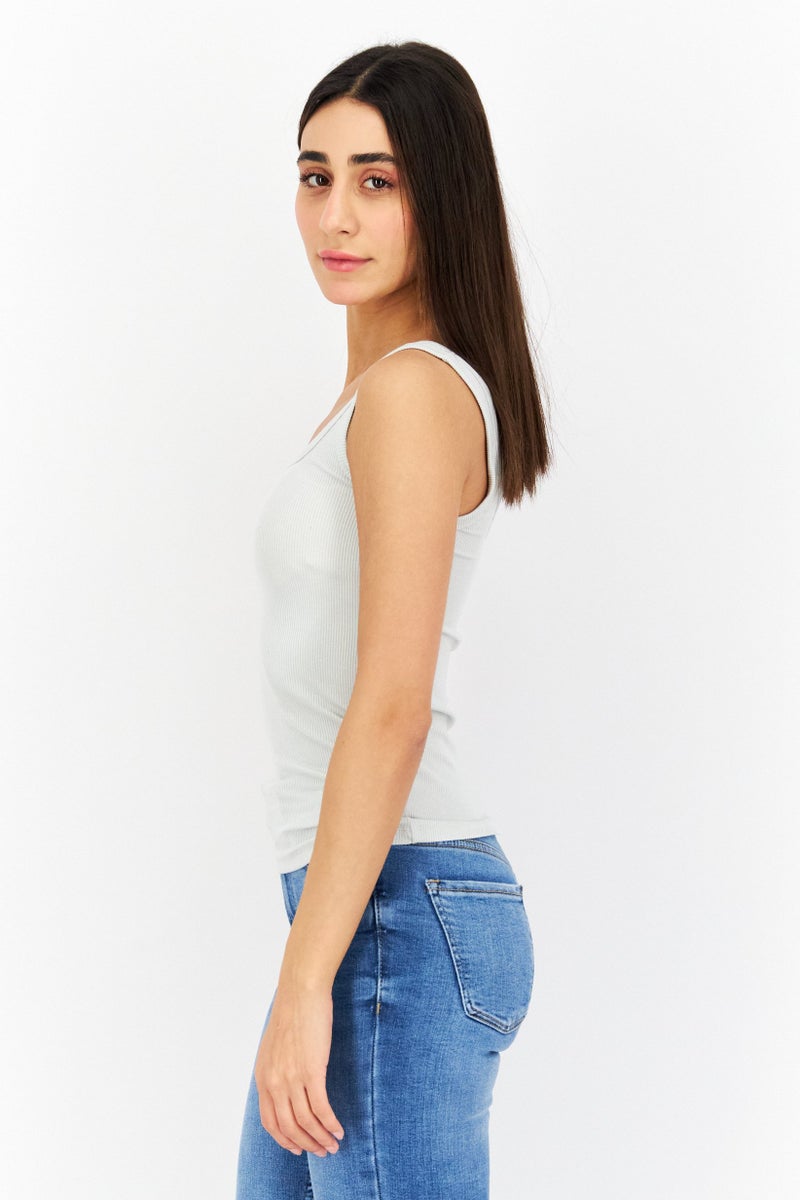 Gentle Fawn Women Scoop Neck Sleeveless Textured Tank Top, Sage Green  - Image 3