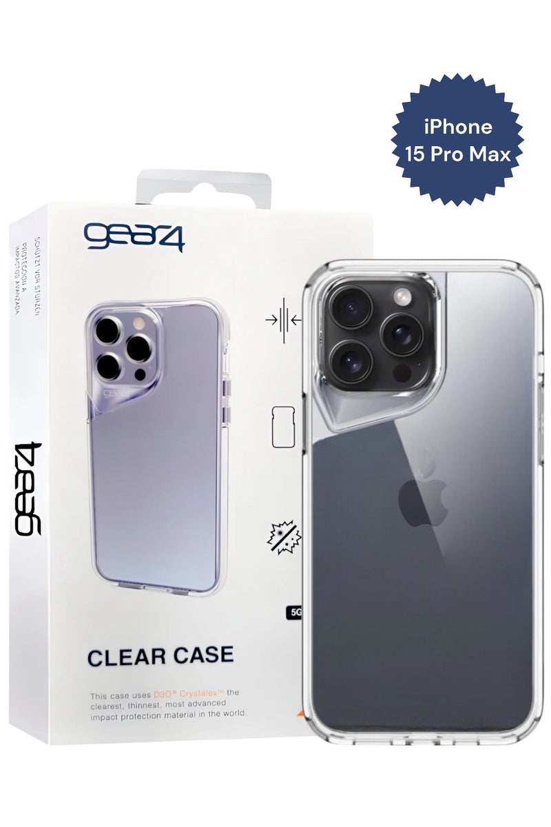 Gear4 iPhone 15 Pro Max, Shockproof Case, Anti-Scratch Protective Cover with MagSafe Wireless Charging, Made of High-Quality TPU - Clear - Image 2