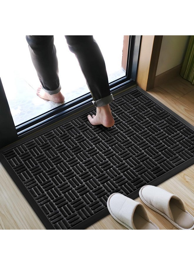 Mibao Front Door Mat, Heavy Duty Durable Welcome Mat for Outdoor Indoor, Dirt Trapper Waterproof Super Absorbent Door Mat for Entryway Outside Patio Porch, 35.5" x 24", Black - Image 4