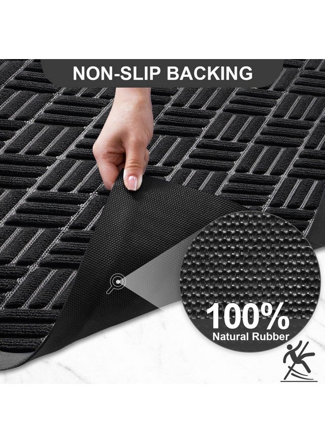 Mibao Front Door Mat, Heavy Duty Durable Welcome Mat for Outdoor Indoor, Dirt Trapper Waterproof Super Absorbent Door Mat for Entryway Outside Patio Porch, 35.5" x 24", Black - Image 3