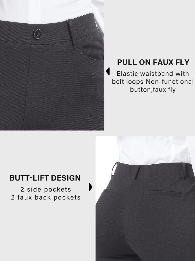 Stelle Women 28"/30"/ 32" Bootcut Dress Pants Business Casual Work Pants with Pockets Pull On Regular Slacks for Office (30" Charcoal, Large) - Image 5