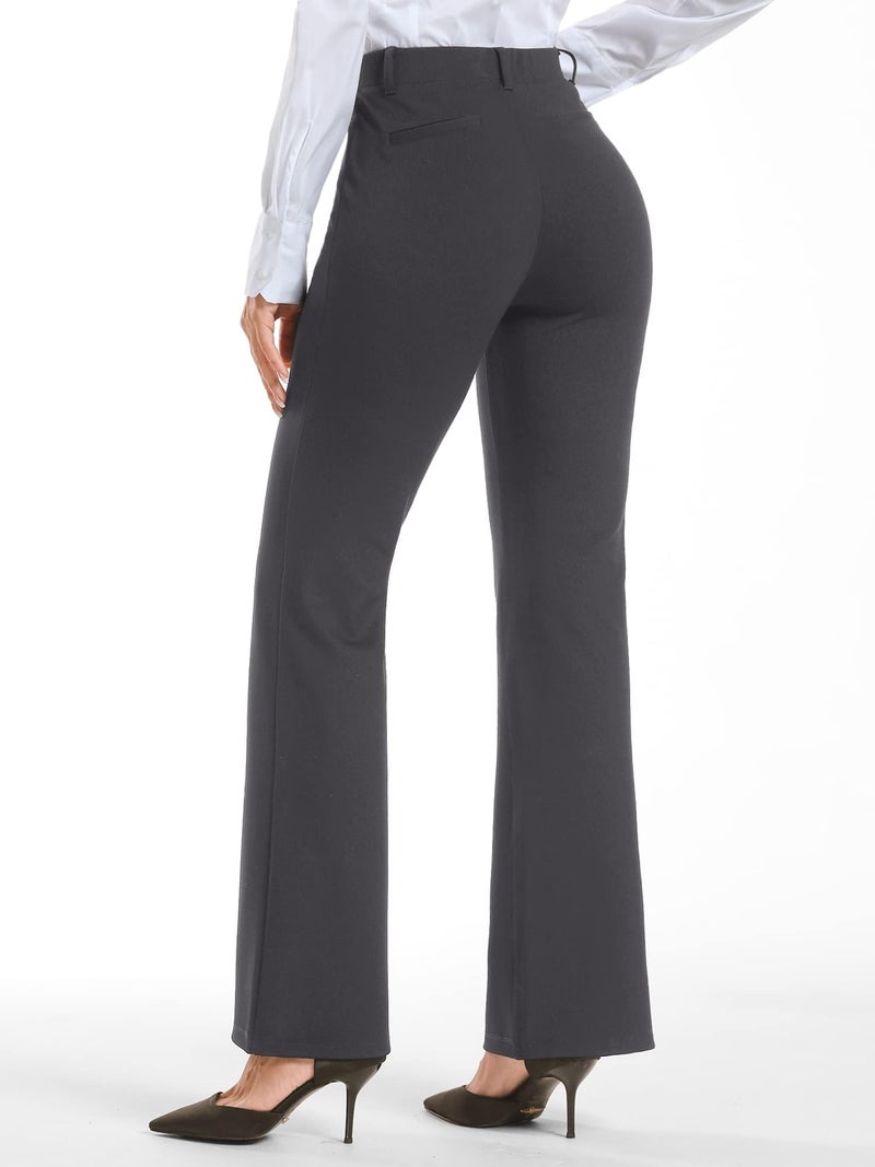 Stelle Women 28"/30"/ 32" Bootcut Dress Pants Business Casual Work Pants with Pockets Pull On Regular Slacks for Office (30" Charcoal, Large) - Image 4