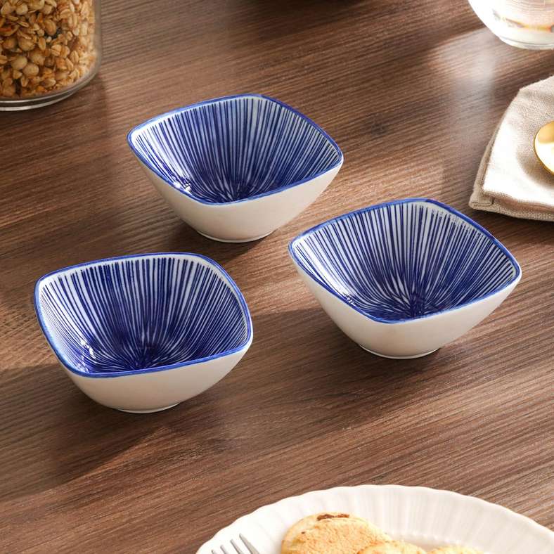 Antios 3-Piece Chip & Dip 9.5x9.5cm -Blue