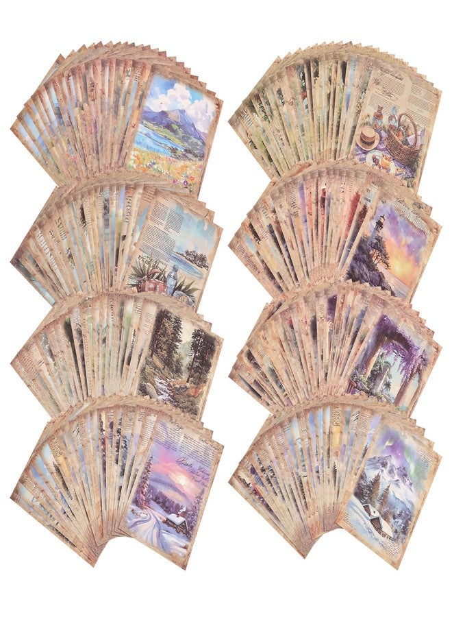 emmoolife 160 Sheets Vintage Scrapbook Paper Set - 8 Nature Impressions Themed Aesthetic Natural Scenery Patterns, Journaling Scrapbooking Supplies Craft Decoupage Papers Kit, for Junk Journals Collage Making - Image 1