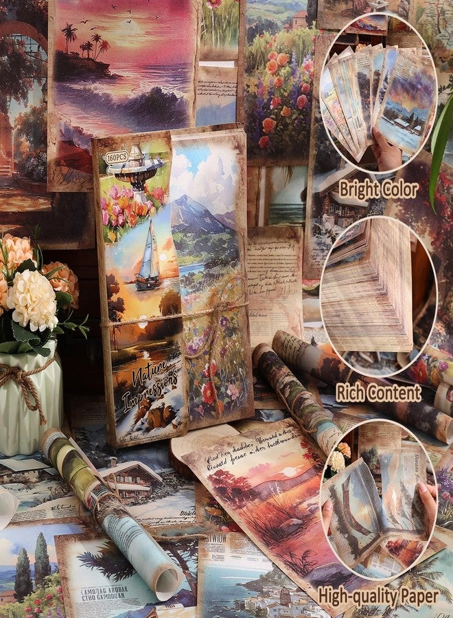 emmoolife 160 Sheets Vintage Scrapbook Paper Set - 8 Nature Impressions Themed Aesthetic Natural Scenery Patterns, Journaling Scrapbooking Supplies Craft Decoupage Papers Kit, for Junk Journals Collage Making - Image 2