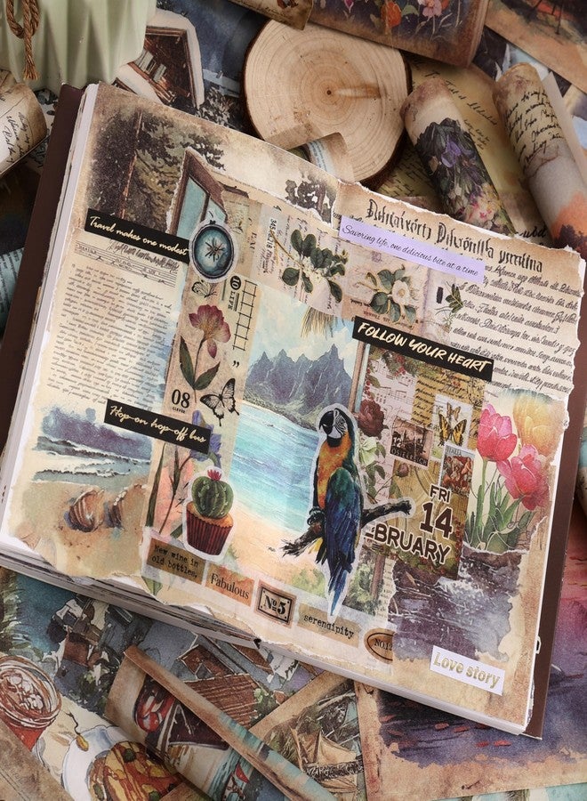 emmoolife 160 Sheets Vintage Scrapbook Paper Set - 8 Nature Impressions Themed Aesthetic Natural Scenery Patterns, Journaling Scrapbooking Supplies Craft Decoupage Papers Kit, for Junk Journals Collage Making - Image 5