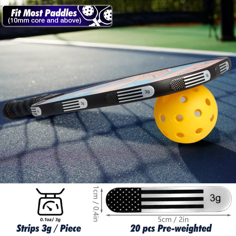 Retrora 20pcs Pickleball Lead Tape - 3M Adhesive Lead Tape for Pickleball Paddles with Storage Box, Weighted 3g Adhesive Strips for Golf Clubs Tennis Racket Increase Control & Power - Image 2