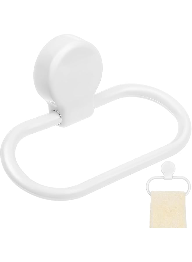 erorex Self adhesive Towel Ring, Sticky towel rack towel ring, Plastic Adhesive Hand Towel Rack for Bathroom Wall, Non Drilled Hand Towel Hand Towel Hand Hanger Stick on Hand Towel Rack (White)