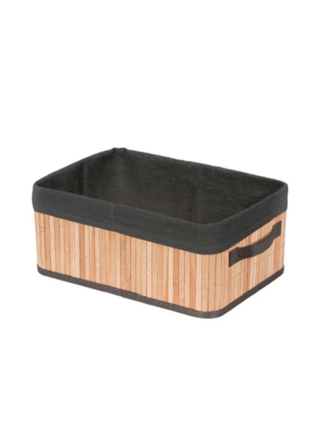 COMPACTOR Joey Foldable Rectangular Bamboo Storage Basket Beige and Black 15 x 25 x 35 cm RAN11911 - Image 1