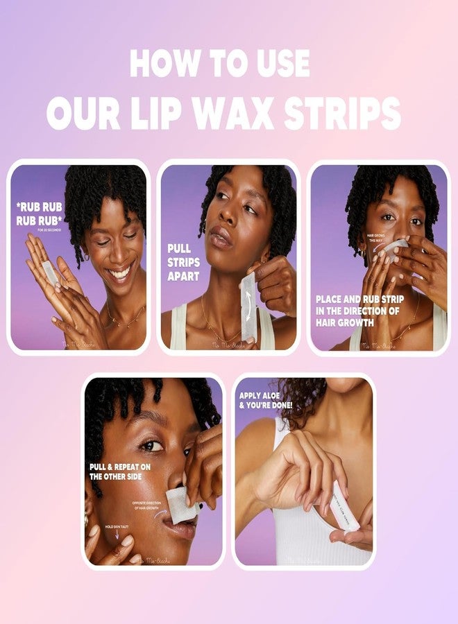 No Mo-Stache Wax Strips for Hair Removal, 12 Count - Hypoallergenic All Skin Types - Facial Hair Removal For Women - Travel Friendly Wax Strips For Lip, Brows, Chin, Face + Post Wax Aloe Cream - Image 2