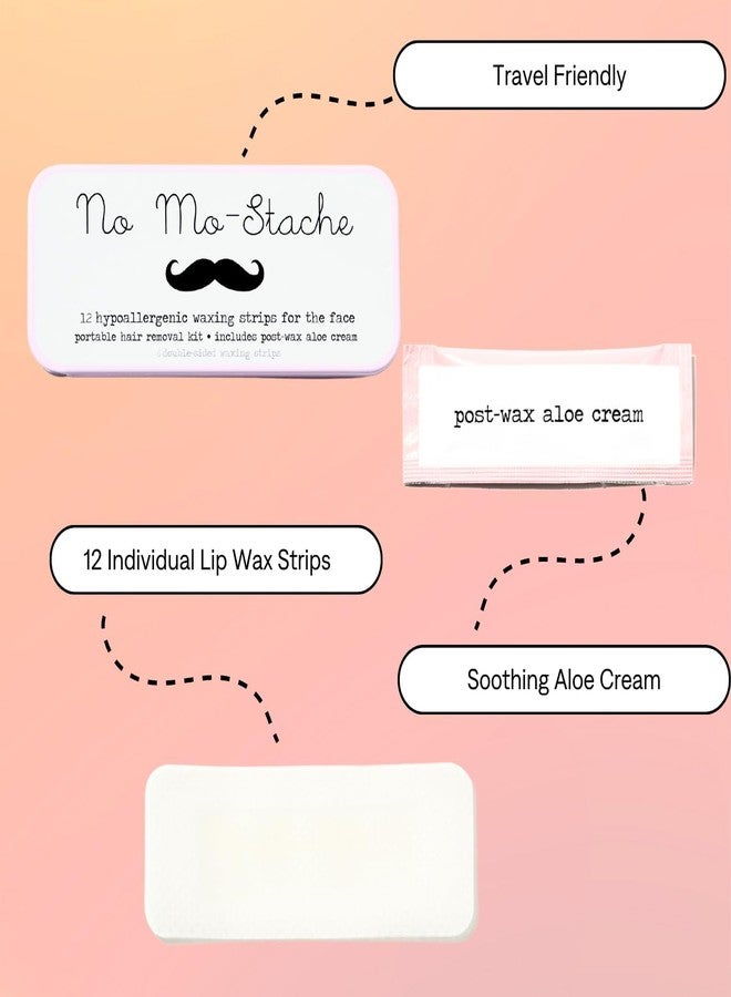 No Mo-Stache Wax Strips for Hair Removal, 12 Count - Hypoallergenic All Skin Types - Facial Hair Removal For Women - Travel Friendly Wax Strips For Lip, Brows, Chin, Face + Post Wax Aloe Cream - Image 3