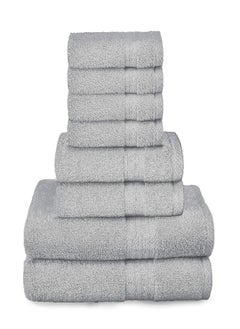 GLAMBURG Ultra Soft 8 Piece Towel Set - 100% Pure Ring Spun Cotton, Contains 2 Oversized Bath Towels 27x54, 2 Hand Towels 16x28, 4 Wash Cloths 13x13 - Ideal for Everyday use, Hotel & Spa - Light Grey - pzsku/Z8FF2745F99473F5C0DD3Z/45/_/1693219322/3ab746ea-2e3e-415d-986c-c07c9f79592d