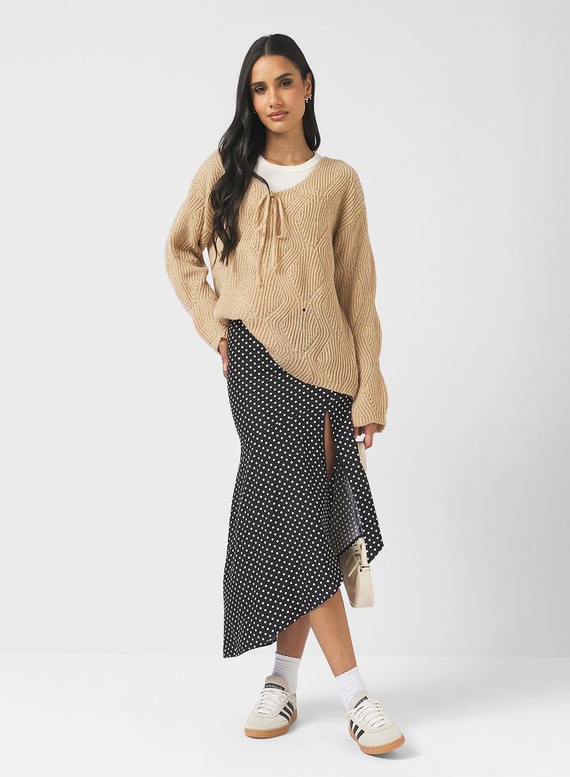 جينجر كنزة فضفاضة محبوكة مضلعة - Image 4