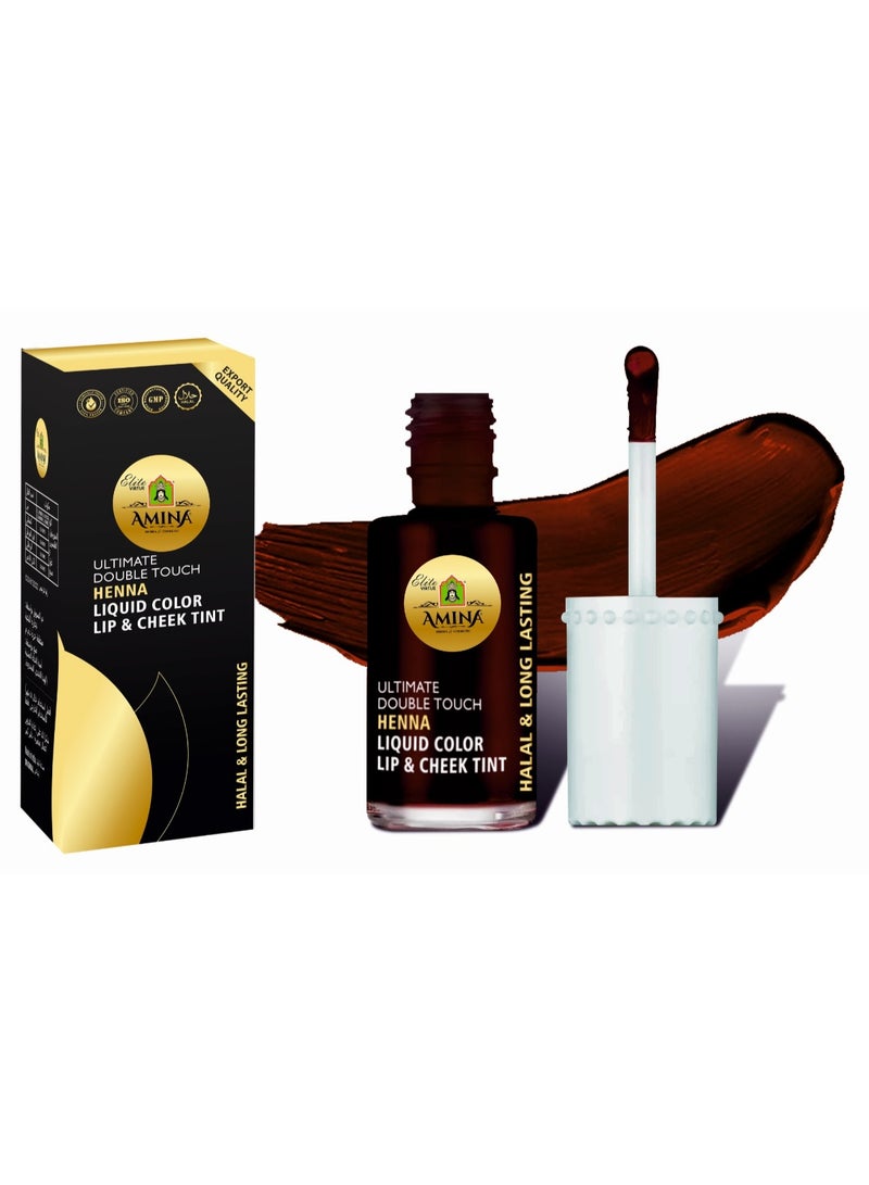 Amina Ultimate Double Touch First Ever Henna / Mehendi Base Liquid Lip & Cheek Long Lasting Tint Brown - Image 1
