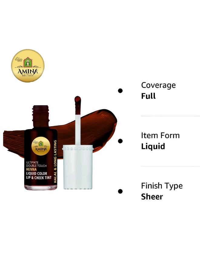 Amina Ultimate Double Touch First Ever Henna / Mehendi Base Liquid Lip & Cheek Long Lasting Tint Brown - Image 3
